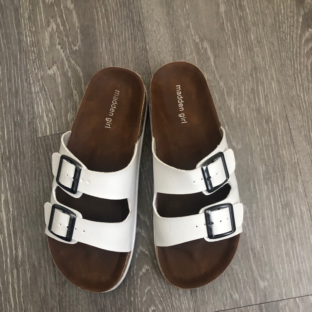 White slip on flip flops